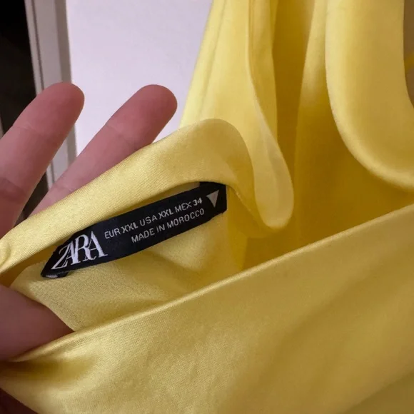 Zara Yellow Satin Mini Dress - Picture 3 of 4